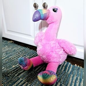 Build A Bear Rainbow Fancy Flamingo With Glitter Beak & Feet Plush